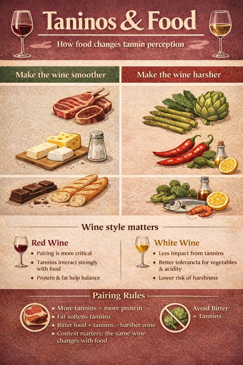 Infographic: how food can soften or amplify wine tannins